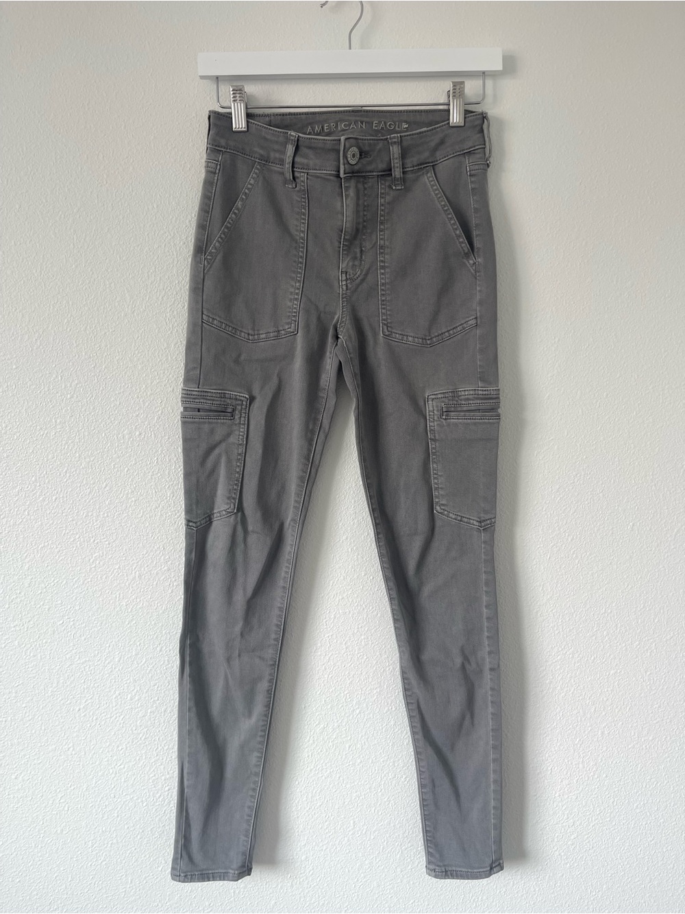 American Eagle Outfitters Women's Skinny Cargo Jeans - Gray